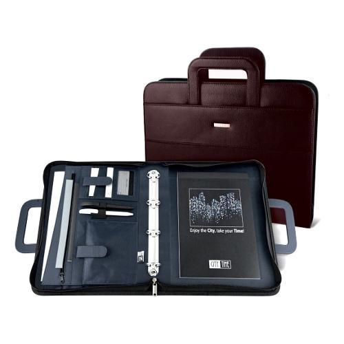 Niji Porta blocco A4 Professional con Manici CITY TIME Marrone 4853 M
