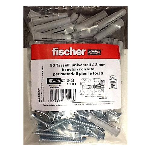 Fischer Set tasselli plastica con vite (8 mm) Kit 50 536930