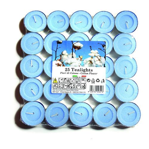 Ser Set candele profumate 25 pz Tea Light Fiori di Cotone 0022484D