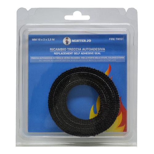 Mister Jo Guarnizione stufa (250x1cm) Treccia Autoadesiva FIRE TWIST Nero 6700 1
