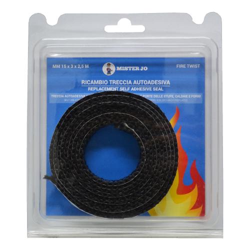 Guarnizione stufa FIRE KIT Treccia con Mastice Nero 2500 x 8 mm