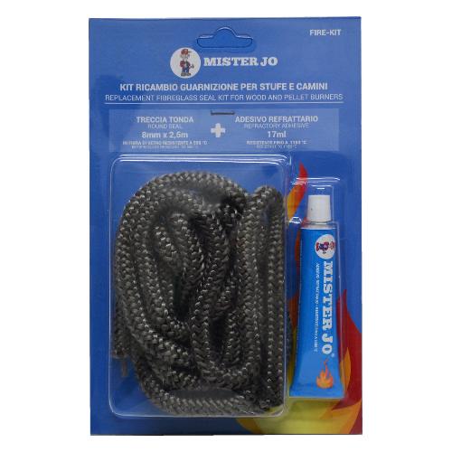 Mister Jo Guarnizione stufa (250x0,8cm) Treccia con Mastice FIRE KIT Nero 6700 5