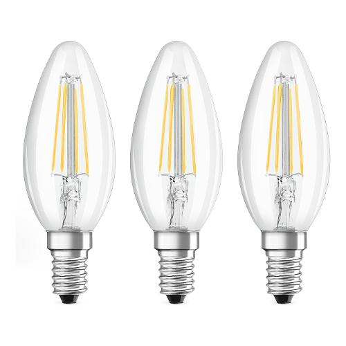 Osram Set lampadine led (3 pz) candela E14 (4W) , luce calda BASE CLASSIC B