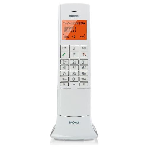 TELEFONO CORDLESS BRONDI LOTUS BIANCO NERO RETROILLUMINATO CON SVEGLIA  VIVAVOCE