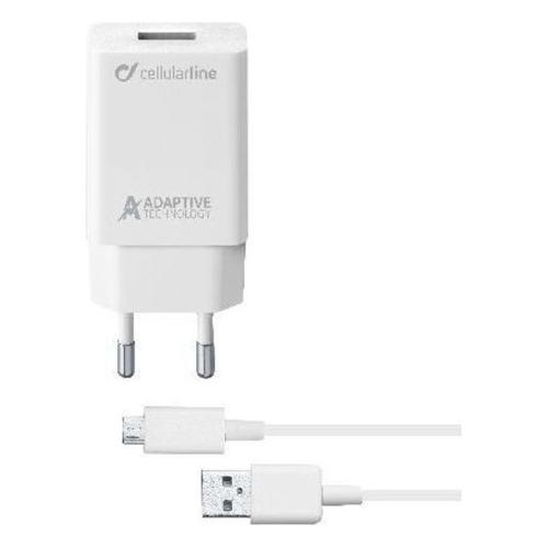 Cellular Line Caricabatterie MicroUSB, USB Type-A ADAPTIVE FAST CHARGER KIT 15W White ACHSMKIT15WMUSBW