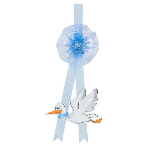 Baby Idea Fiocco nascita Cicogna piccola (20x40cm) Azzurro Fc ci p