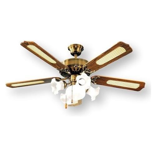 Perenz Ventilatore soffitto con luce FLUX Ottone e Legno 7066 OB (130cm)