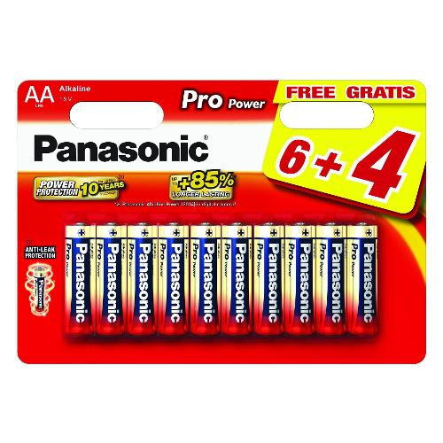 Panasonic Batteria Stilo AA Alcalina PRO POWER 10pz LR6PPG 10BW 6 4F