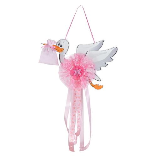 Baby Idea Fiocco nascita Cicogna intermedia (50x80cm) Rosa CI IR
