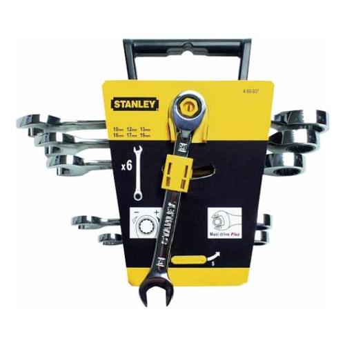 Stanley Set chiavi combinate a cricchetto Poligonali Kit 6 Pz Cromo STMT82846 0
