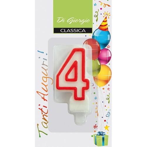 Cereria Di Giorgio Candela compleanno Nr. 4 (6,5cm) Bianco e Rosso 54120 64