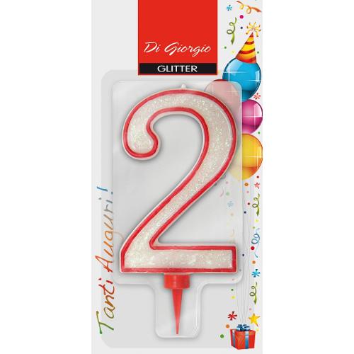 Cereria Di Giorgio Candela compleanno Nr. 2 (11cm) Bianco e Rosso 58170 62