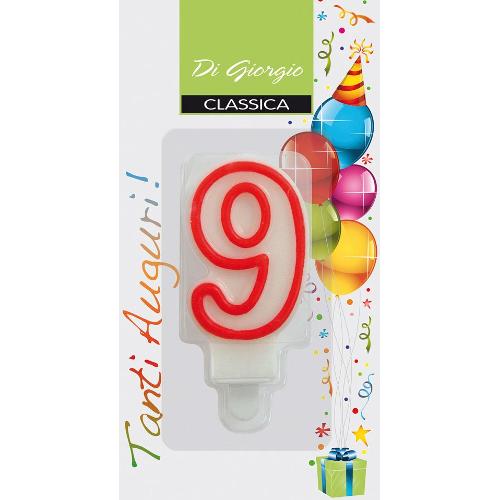 Cereria Di Giorgio Candela compleanno Nr. 9 (6,5cm) Bianco e Rosso 54120 69