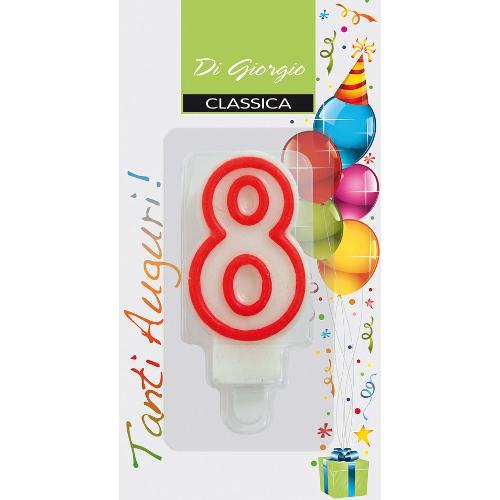 Cereria Di Giorgio Candela compleanno Nr. 8 (6,5cm) Bianco e Rosso 54120 68