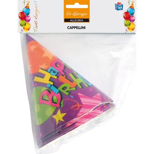 Cereria Di Giorgio Set cappellini party HAPPY BIRTHDAY Assortito 4pz 5441