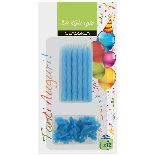 Cereria Di Giorgio Set candele compleanno spirale 12 pz (6cm) Celeste 704 05