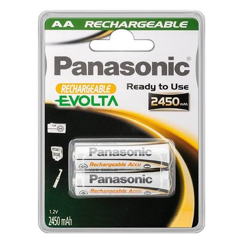 Panasonic Batteria Stilo AA ricaricabile 2450mAh EVOLTA 2pz HHR 3XXE 2BC