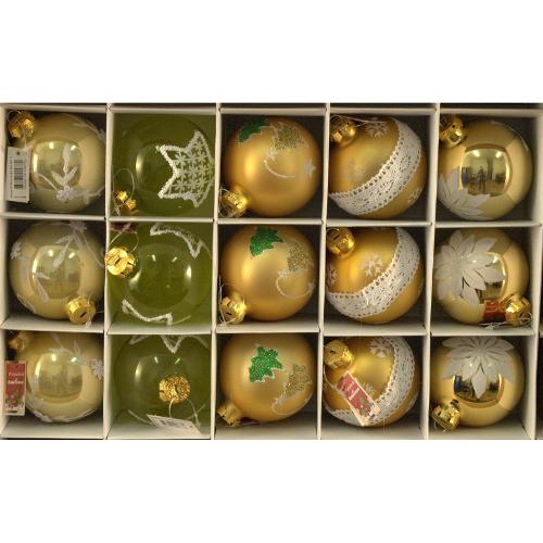 Amicasa Pallina albero Natale (1pz-8cm) Vetro Sfera Oro Decor Assortito Art.73
