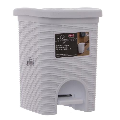 Stefanplast Pattumiera cucina (6L) coperchio a pedale ELEGANCE Bianco 30100