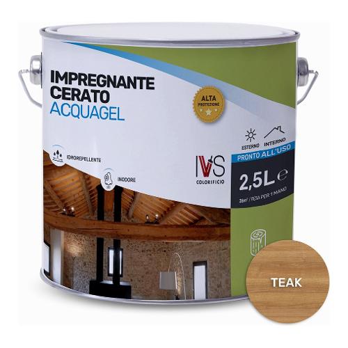 Ivs Impregnante acqua per legno ACQUAGEL Teak cerato latta 2,5 lt FH2496K00002DS