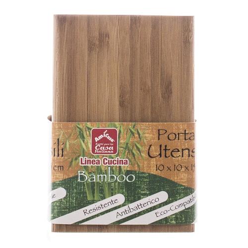Amicasa Porta utensili cucina Bamboo (10x10x15cm) Naturale Art 10