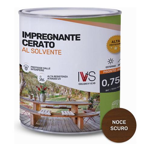 Ivs Impregnante sintetico per legno Noce scuro cerato barattolo 750 ml FS2499K00007VO