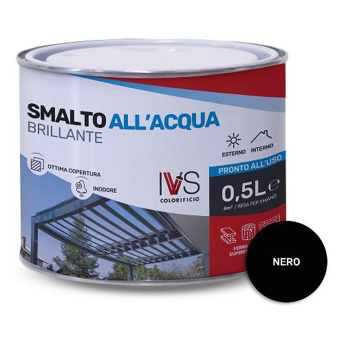 Ivs Smalto acqua brillante inodore nero barattolo 500 ml FH2001K00802CO