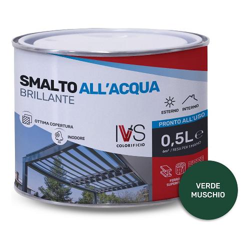 Ivs Smalto acqua brillante inodore verde ral 6005 barattolo 500 ml FH2001R06005CO