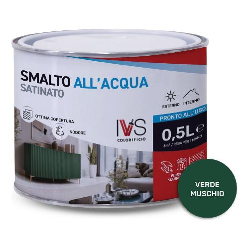 Ivs Smalto acqua satinato inodore verde ral 6005 barattolo 500 ml FH2015R06005CO