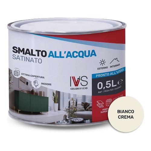 Ivs Smalto acqua satinato inodore crema ral 9001 barattolo 500 ml FH2015R09001CO