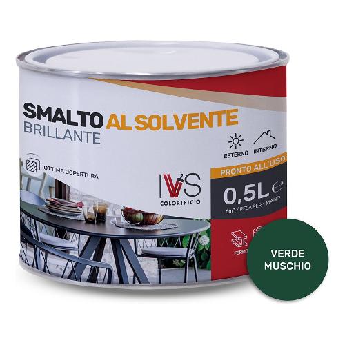 Ivs Smalto sintetico brillante verde muschio ral 6005 barattolo 500 ml FS2001R06005CO