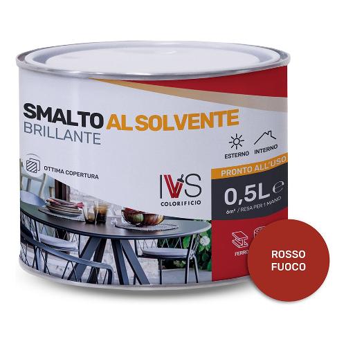 Ivs Smalto sintetico brillante rosso fuoco ral 3000 barattolo 500 ml FS2001R03000CO