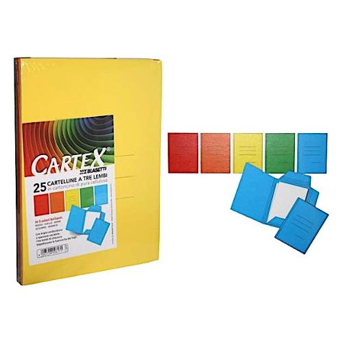 Blasetti Set cartelline 3 lembi A4 Cartex 25 pz (24,5x33,5cm) Colori assortiti 617