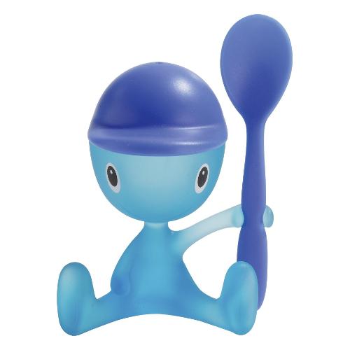 Alessi Porta uovo con spargisale e cucchiaino (8x9x11,5cm) CICO Azzurro ASG23AZ