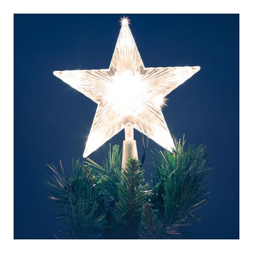 Lotti Puntale albero Natale Stella con luce LED Bianco caldo (Batteria) 30657 (22cm)