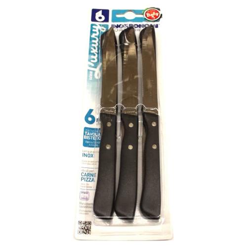 Coltellerie Inox Bonomi Set coltelli 6 pz per pizza Nero 38006