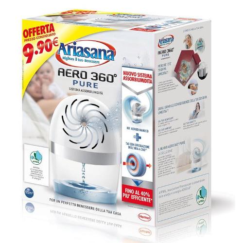 Ariasana Assorbiumidità kit contenitore AERO 360 Pure Tab 450 gr inclusa Inodore 1891169