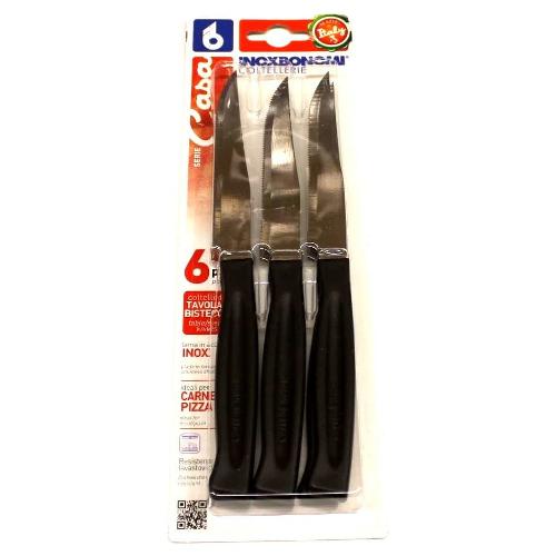 Coltellerie Inox Bonomi Set coltelli bistecca Inox 6 pz lama dentata 11 cm Nero 82006N