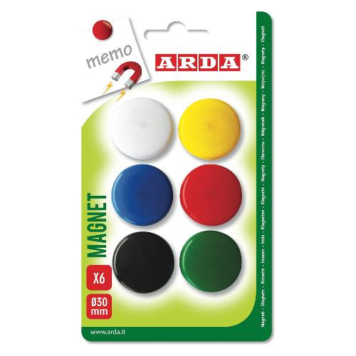 Arda Set bottoni magnetici lavagna Colori assortiti ACL02 Blister 6 pz