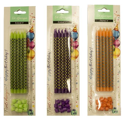 Cereria Di Giorgio Set candele compleanno giganti a pois 10 pz (15cm) Assortito 58191