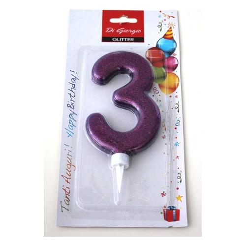 Cereria Di Giorgio Candela compleanno Nr. 3 Gigante (11cm) Assortito 58160 63