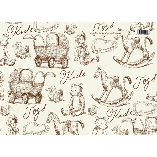 Marpimar Foglio carta regalo FLORENTIN 04 Kids Toys Avorio e Marrone (100x70 cm) CT09