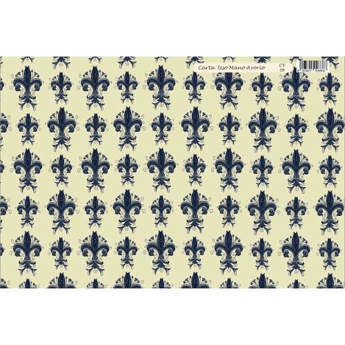 Marpimar Foglio carta regalo Giglio (70x100cm) FLORENTIN 03 Avorio e Blu CV08