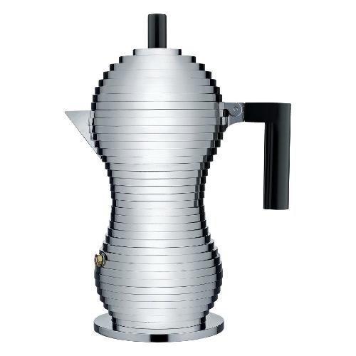 Alessi Caffettiera Alluminio 6 Tazze PULCINA Cromo e Nero MDL02 6 B