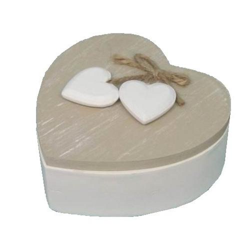 Amicasa Porta bustine Legno a cuore con decori Bianco e naturale Art 11