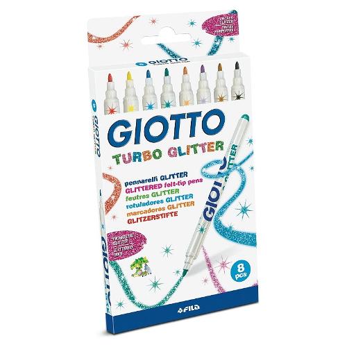 Fila Pennarelli disegno glitterati sezione tonda 8 pz tratto Medio - 0,8 mm GIOTTO TURBO GLITTER colori assortiti 425800