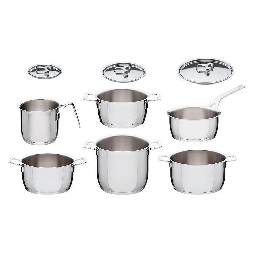 Alessi-Pots&Pans Set di pentole in acciaio inox 18/10 - 7 pezzi