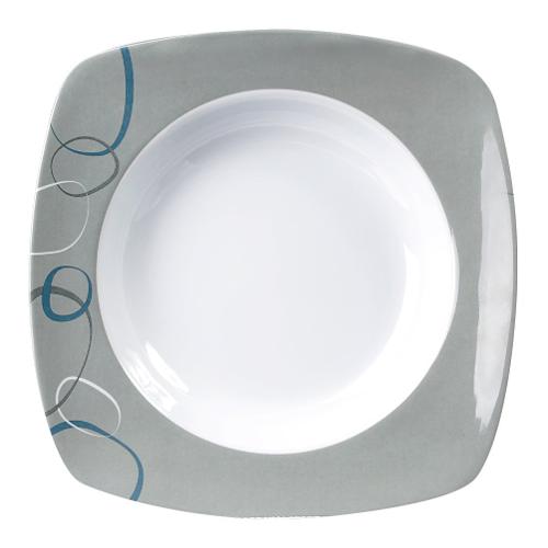 Brunner Piatto fondo melamina (22x22cm) CASCADE Bianco e Grigio 0830026N C4S