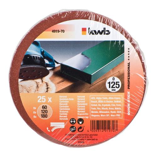 Kwb Set dischi abrasivi levigatrice 25 pz D.125 mm G Assortita 491970