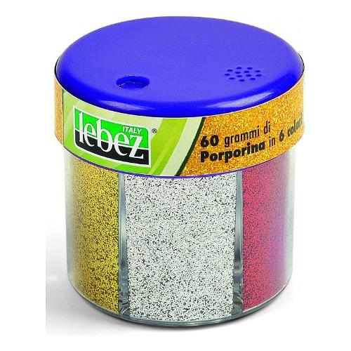 Lebez Set glitter barattolino dispenser 60 gr Colori assortiti 80318